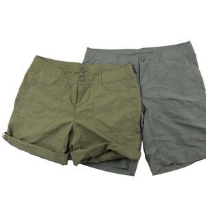 Lot of 2 The North Face Horizon II Roll Up Short Women Size 12 Green Gray Hiking